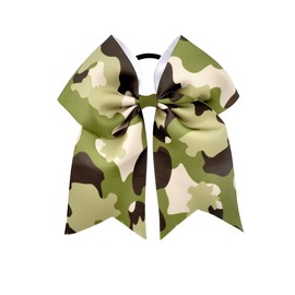 BBTDIN Camouflage Hair Clip, Green Tye Dye Ponytail Holder Bow for Girls's Daily Wear, Military Theme Party, Team Cheer Competitions, High School Practice, Hair Securing, 7.87 Inches