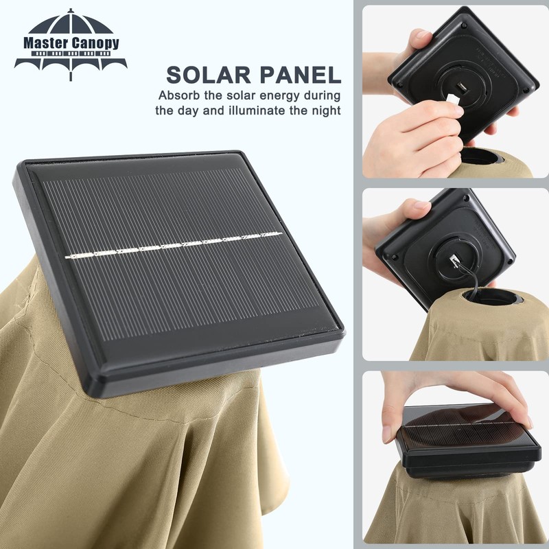 MASTERCANOPY Patio Umbrella with 32 Solar LED Lights -8 Ribs