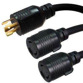NEMA L5-30P to 2X L5-30R Y Splitter Cord - 10 Foot, 30A/125V, 10/3 AWG - Iron Box # IBX-580110