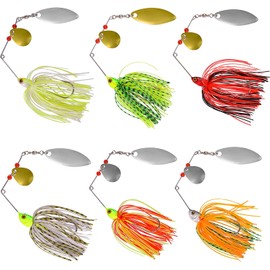 Fishing Lures Spinnerbait Buzzbait Spinners Kit Metal Spinner Bait Kit Jigs Lure for Bass Pike Trout Salmon Freshwater Saltwater Fishing(A-6PCS)