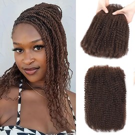 Afro Kinkys Bulk Human Hair for Dreadlocks Extensions Repair Locs, Twist Braiding Afro Kinky Human Hair for Locs Brown Color 22 inches for Micro Locs Extensions 1 Pack 30 Gram（4#/22inch/30g）