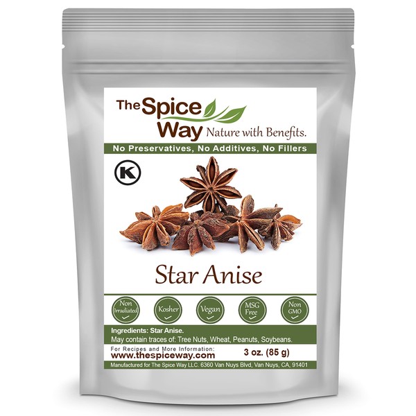The Spice Way Star Anise - whole ( 3 oz ) great for baking and tea