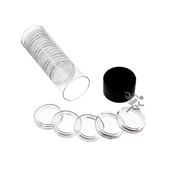 OnFireGuy Black Lid Capsule Tube & 20 Air-Tite A22 Direct Fit Coin Holders for 1/4oz Gold Eagles