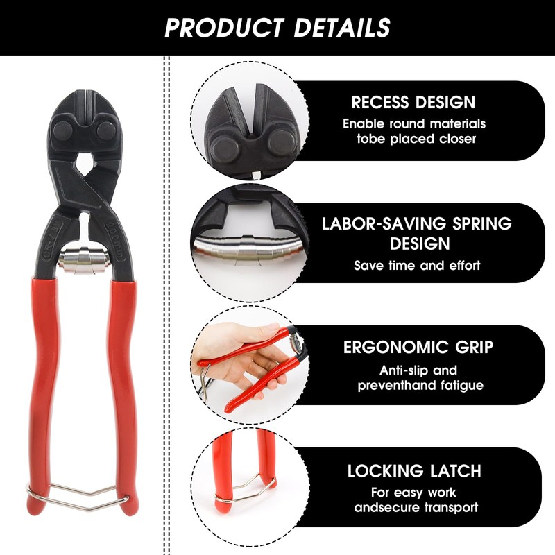FSWWSF Bolt Cutter 200 mm Bolt Cutter Small Cr-V Cuts