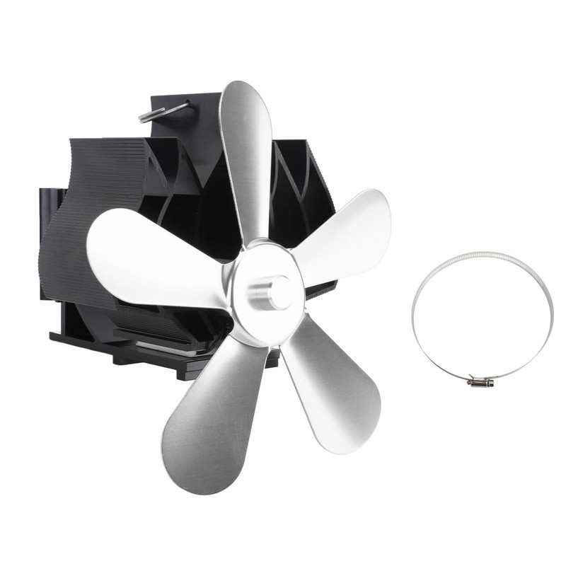 Pomya 5 Vane/Wing Heat Powered Stove Fan, Wall Mounted Fireplace