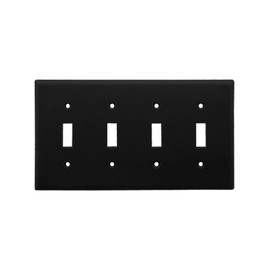 Leviton 4-Gang Toggle Device Switch Wallplate, Standard Size, Thermoplastic Nylon, 80712-E, Black