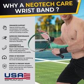 NeoTech Care Wrist Band - Light, Elastic, Men, Women, Right or Left (Black Color, Size L, 1 Unit)
