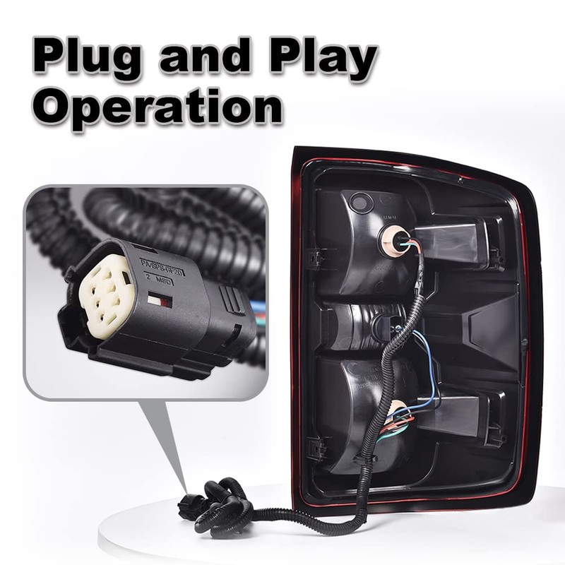 G-PLUS Smoke Lens Rear Tail Light Brake Lamp w/Wiring Harness