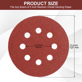 100 PCS 5 Inch Sandpape 220 Grit, 8 Hole Sanding Disc Hook and Loop Sanding Pads Round Orbital Sandpaper for Random Orbital Sander