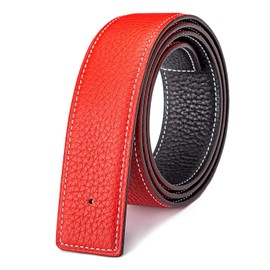 Vatee's Reversible Genuine Leather Belts For Men/Women Replacement Belt Strap Without Buckle 1.5"(38mm) Wide 39"(100cm) Long Red & Black