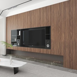 HOLOMEY Wood Grain Contact Paper Faux Walnut Peel and Stick Wallpaper 16x354 inch Thick Wood Texture Wallpaper Waterproof Removable Self-Adhesive Wood Vinyl Wrap for Kitchen Cabinet Countertop