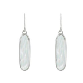 LES POULETTES BIJOUX - Sterling Silver 925 Mother of Pearl Oval Rectangle Earrings, Pearl, Mother of pearl.