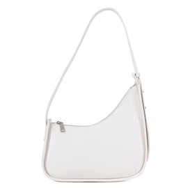 Rejolly Half Moon Bag for Women Underarm Crescent Hobo Bag Shoulder Purse PU Leather Trendy Handbag White Large