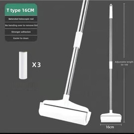 Large Lint Rollers for Carpet, 9.45 in with 3 Extendable Handle,Long Handle Sticky Mop for Cleaning Carpets, Clothing, and Pet Hair,Christmas Gifts:_Telescopic rod hair gluer + 3 rolls of paper 16CM
