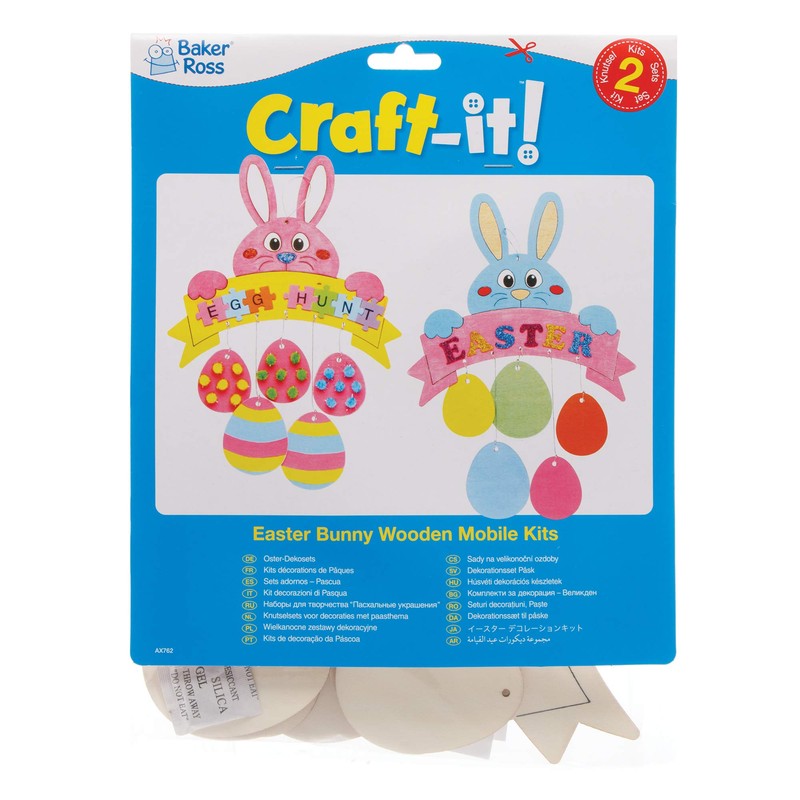 Baker Ross Easter Bunny Wooden Mobiles - Pack of 2,
