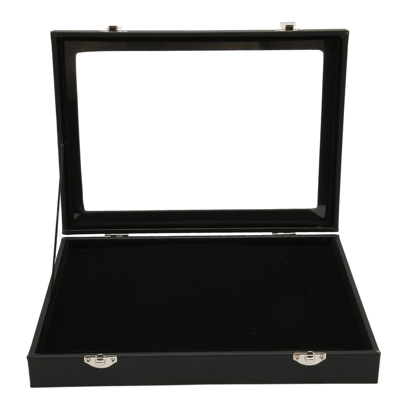Pin Display Case Dustproof Transparent Glass Lid Badge Storage Box
