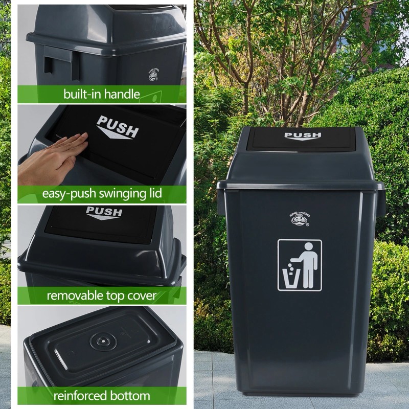 Cand 18 Gallon Large Kitchen Plastic Trash Can with Swing