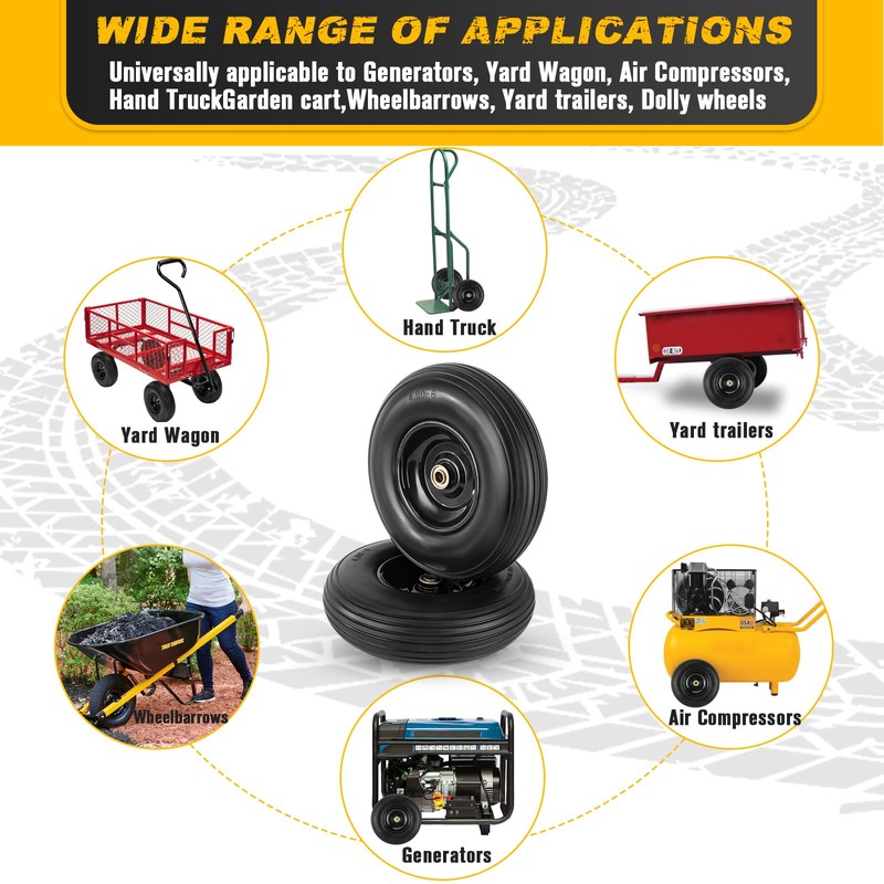 4.00-6 Flat-free Tire and Wheel, 13" Wheelbarrow Wheels and Tires