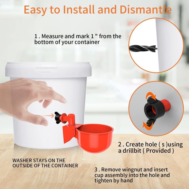 12-Pack Automatic Chicken Waterer Cups - Gravity Fed Poultry Watering