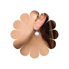 Allereya Vintage Pearl Dangle Earrings Tiny Crystal Stud Earrings Gold Pearl Drop Earrings CZ Rhinestone Earrings Jewelry for Women and Girls