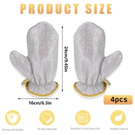 Realand 2 Pairs Dish Sponge Dishwashing Gloves, Non Scratch Dish Scrubber Dish Gloves, Waterproof Kitchen Scrub Sponges for Cleaning Dishes Pots Pans