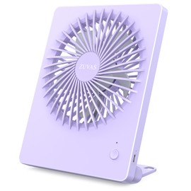 Zuvas Desk Fan Battery Operated Fan Rechargeable 180°Tilt Folding Personal Fan Ultra Quiet Small Portable 3 Speed Adjustable Strong Wind Fan For Office Bedroom Home Desktop Camping (Light Purple)