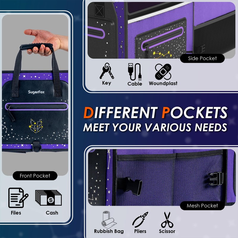 SugarFox 63L Car Trunk Organizer for SUVs & Small/Midsize Cars