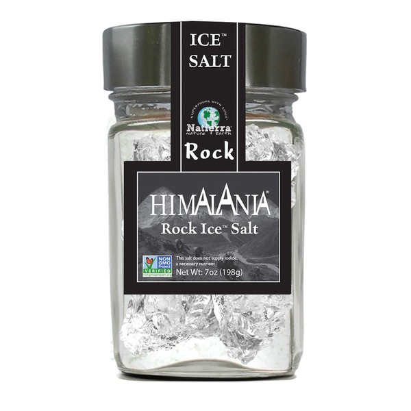 Natierra Himalania Rock Ice Salt in Glass Jar | Unrefined & Non-GMO | 7 Ounce