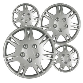 Fuel Rider 15 inch Silver ABS Hubcap Wheel Covers Compatible with 1999-2003 Mitsubishi Galant (Set of 4) Wheelcovers for 15 inch Standard Steel Wheels- Auto Tire Cover Replacement Exterior Cap Cover