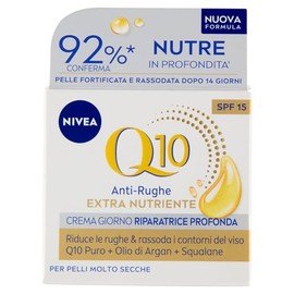 NIVEA Q10 Anti-Wrinkle Cream, Extra Nourishing Day Cream SPF 15, 50 ml, Anti-Wrinkle Face Cream, Moisturising Face Cream, Dry and Mature Skin with Coenzyme Q10, Argan Oil and Squalane