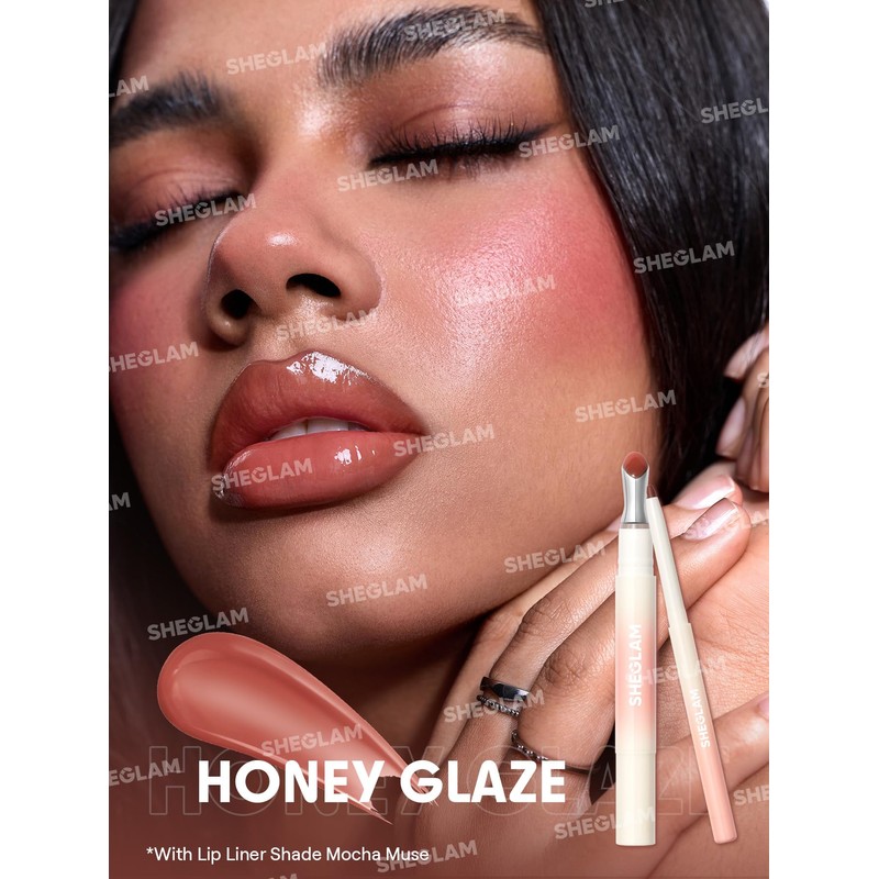 SHEGLAM Hydrating Lip Gloss Cruelty-Free Plumping Peptides-Honey Glaze