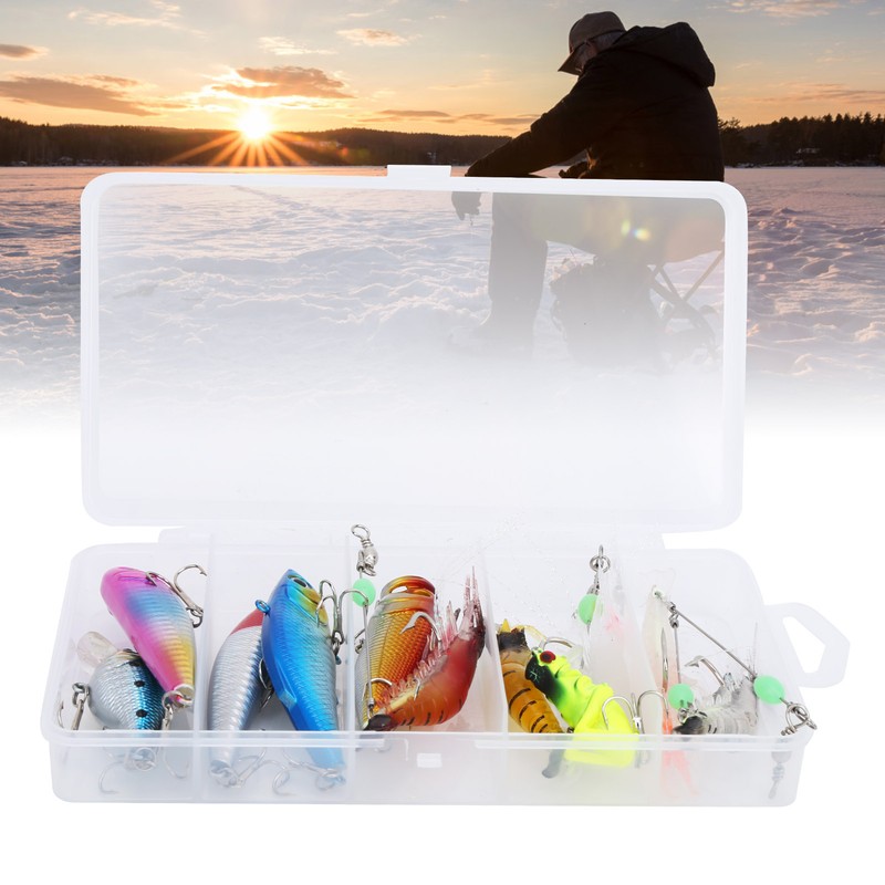 11pcs Fishing Lure Kit Mini Plastic Metal Soft Shrimp Hard