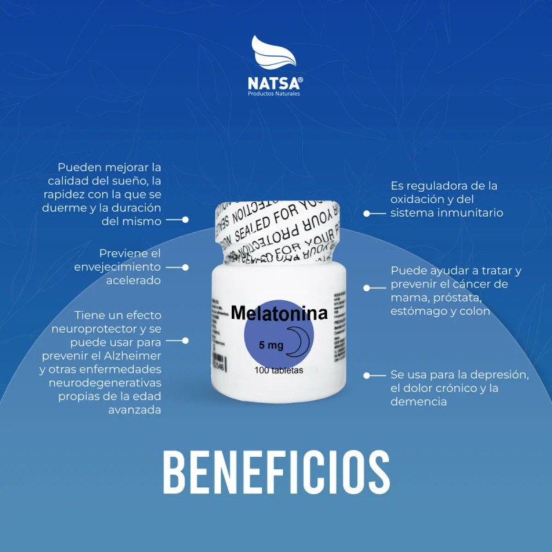 Melatonina 5 Mg, 100 Tabletas Sabor Natural