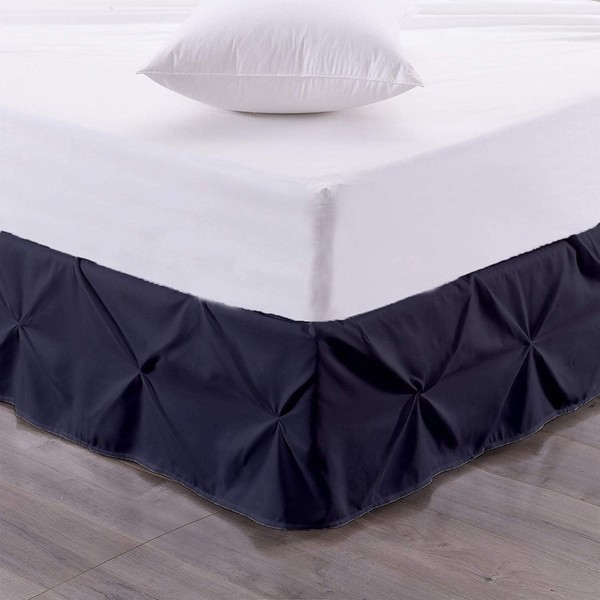 Black Pinch Pleat Bed Skirt King Size 18 Inch Drop