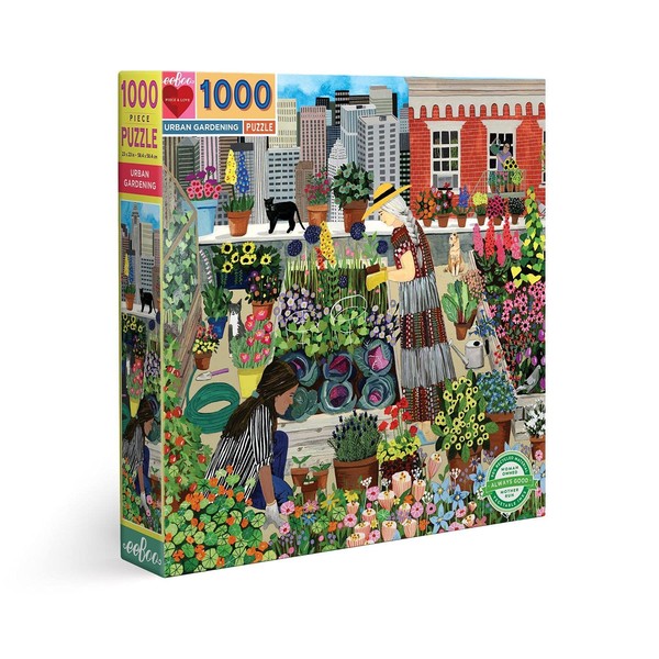 eeBoo: Piece and Love Urban Gardening 1000 Piece Square Adult Jigsaw Puzzle, Puzzle for Adults and Families, Glossy, Sturdy Pieces and Minimal Puzzle Dust