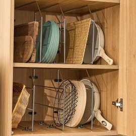 Blulu 6 Pcs Baking Sheet Organizer 12" x 20" Tray Dividers for Cabinets Kitchen Cabinet Dividers Vertical for Baking Sheets Chrome Pan Rack Storage Wires for Kitchen Cupboards (Silver)