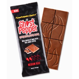 Ghost Pepper Chocolate Bar, Milk Chocolate Made with Real Ghost Pepper, Made in the USA (Single Bar)