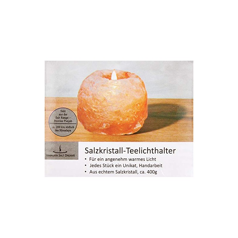 HIMALAYA SALT DREAMS Teelichthalter Rock, Kristallsalz aus Punjab/Pakistan, Orange, ca.