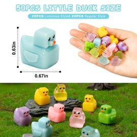 GTUDOR 50PCS Mini Resin Square Ducks, Plastic Ducks Bulk Miniature Duck Charm Ornament Mini Animals Figures Party Home Garden Micro Landscape Decoration