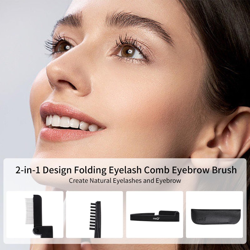 MSQ Folding Eyelash Comb Stainless Steel Teeth Eyebrow Comb Eye