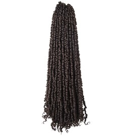 The BOHOBABE Pre-twisted Passion Twist Crochet Hair 18 Inch Long Pre-looped Crochet Passion Twist Braiding Hair 8 Packs Soft Bohemian Twists (4#)