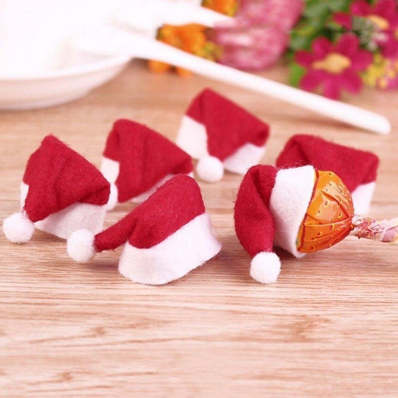 60 Pcs Mini Christmas Lollipop Hat Candy Hat Mini Santa