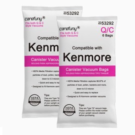 6 Pack Type Q HEPA Canister Vacuum Bags for Kenmore, 53292 Replacement Canister Vacuum Cleaner Bags for Kenmore 81214, 81414, 81614, 81615, 81714, 21814, BC7005, BC3005,BC2005