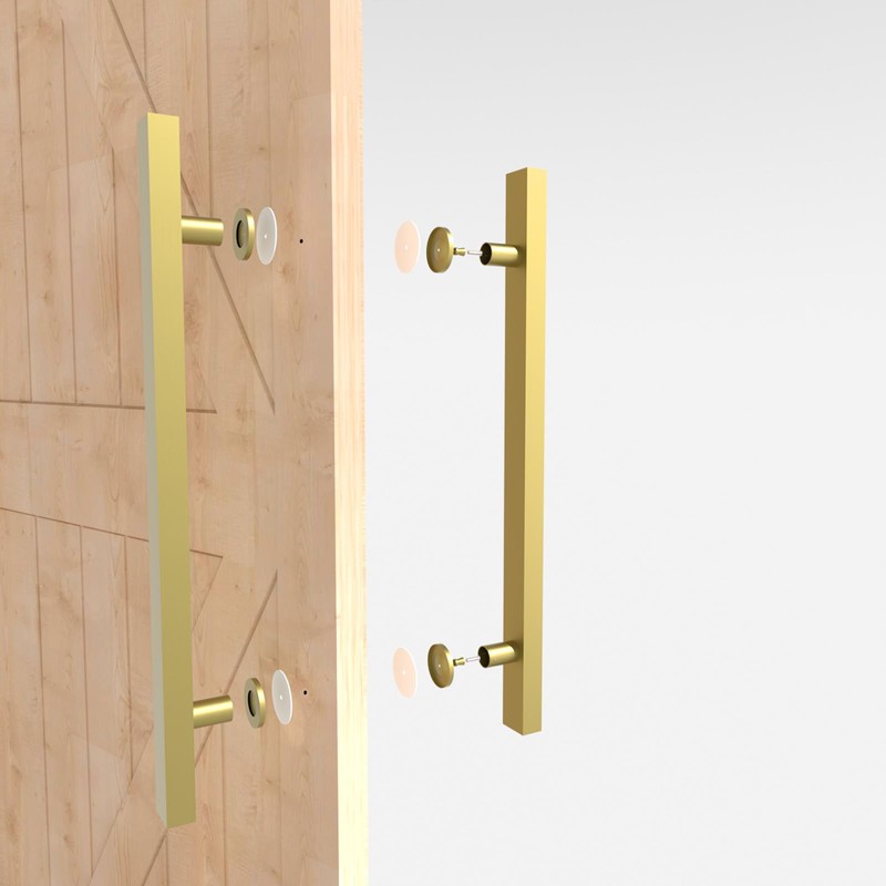 LVYIHAN Titanium Gold Square Barn Door Handles 12"/24"/36"/48"/59'', Pull Push