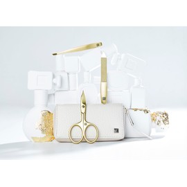 ZWILLING Manicure and Pedicure Set Cowhide Leather Case 3 Pieces with Nail Scissors Premium Gold Edition Black