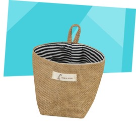KICHOUSE Cotton Fabric Hanging Storage Basket Small Striped Jute Sack for Organizing Cosmetics Clothes Breathable Design for Home Decor and Space Saving