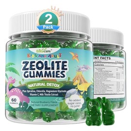 Zeolite Detox for kids & Adult-Sugar Free Zeolite Detox Gummies with Spirulina, Chlorella, Milk Thistle, Magnesium Glycinate, Calcium Citrate for Energy, Focus, Digestive, Immune, Antioxidant - 120Cts