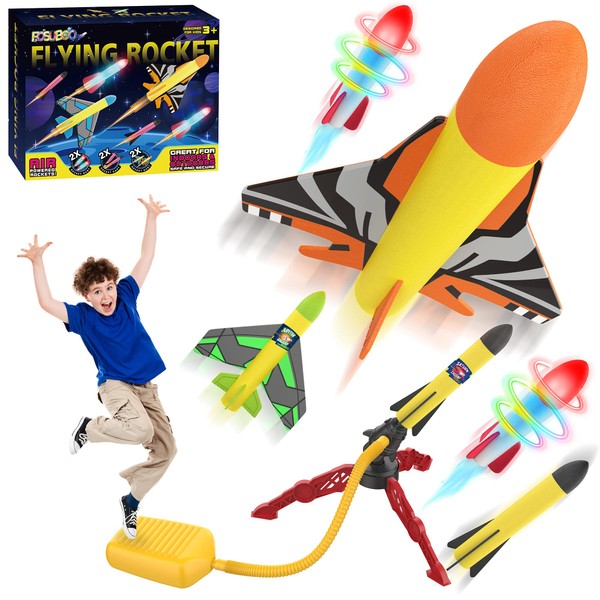Garden Outdoor Games Toys for Kids, Space Jump Rocket Launcher