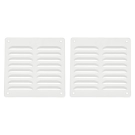 PATIKIL 6.1x6.1in Aluminum Vent Cover, 2pcs Screen Air Grille Ventilation Cover HVAC Louvered Grill for Home Kitchen Fireplace Bathroom Wall Ceiling, White