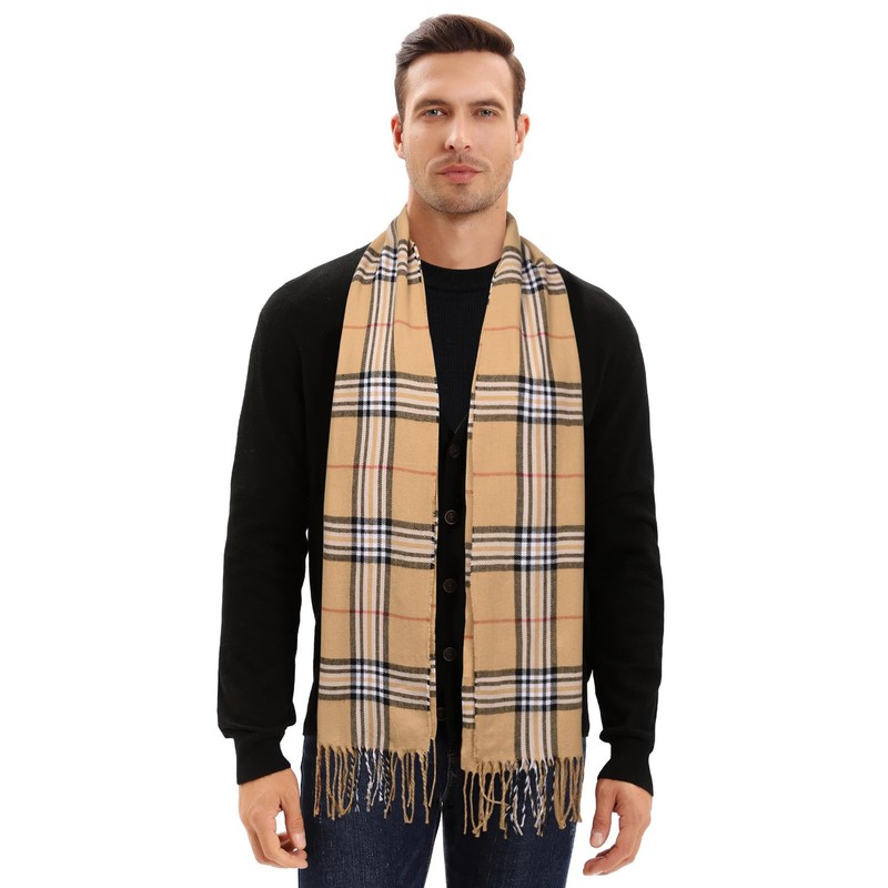 UMIPUBO Men's Scarves Classic Cashmere Wool Touch like Scarf Plaid